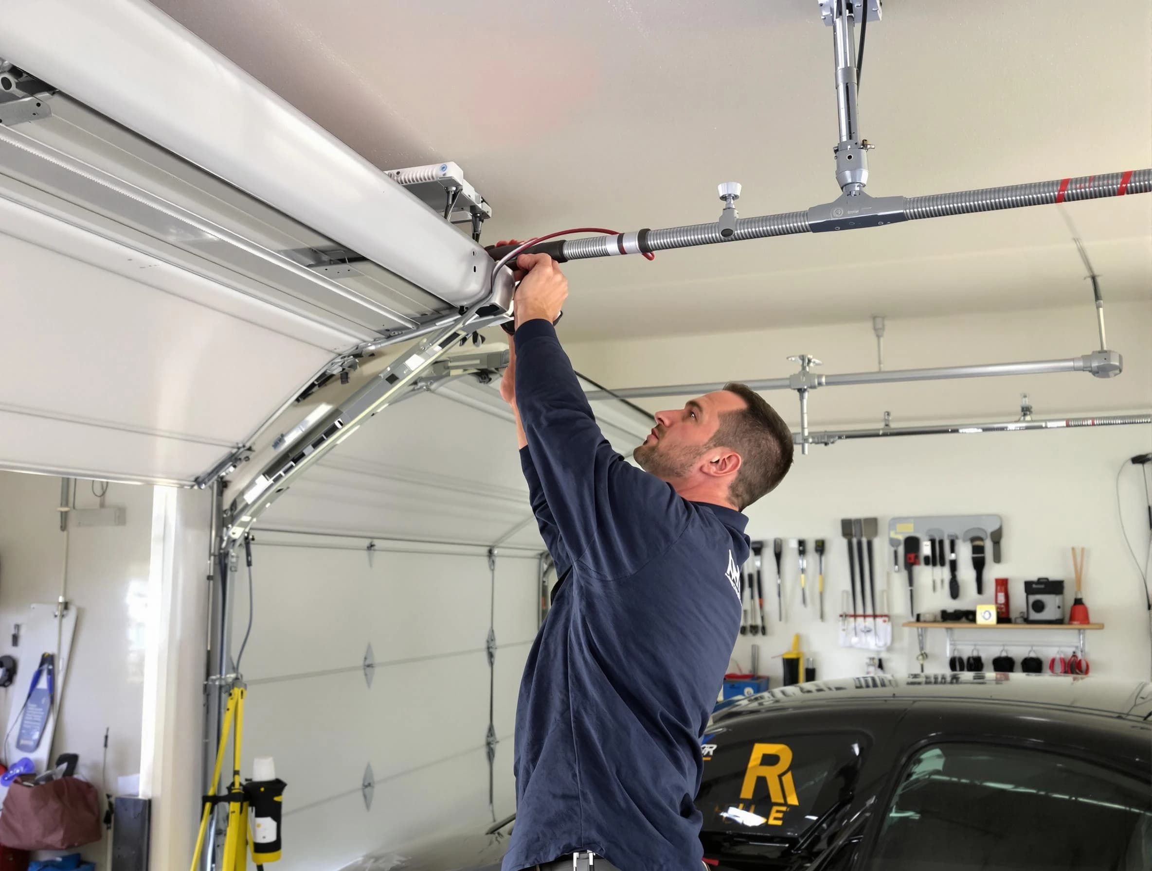 Natick Garage Door Repair technician performing garage door cable repair in Natick