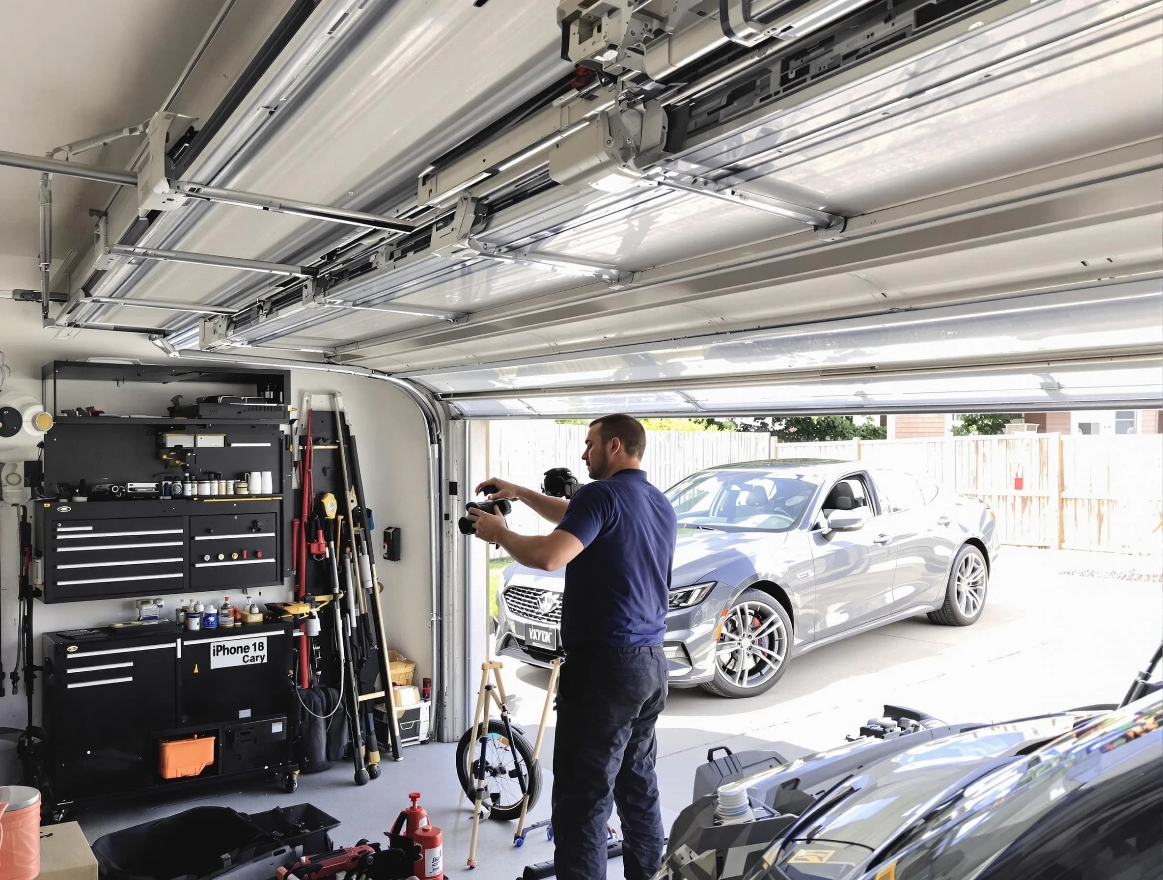 Natick Garage Door Repair technician fixing noisy garage door in Natick