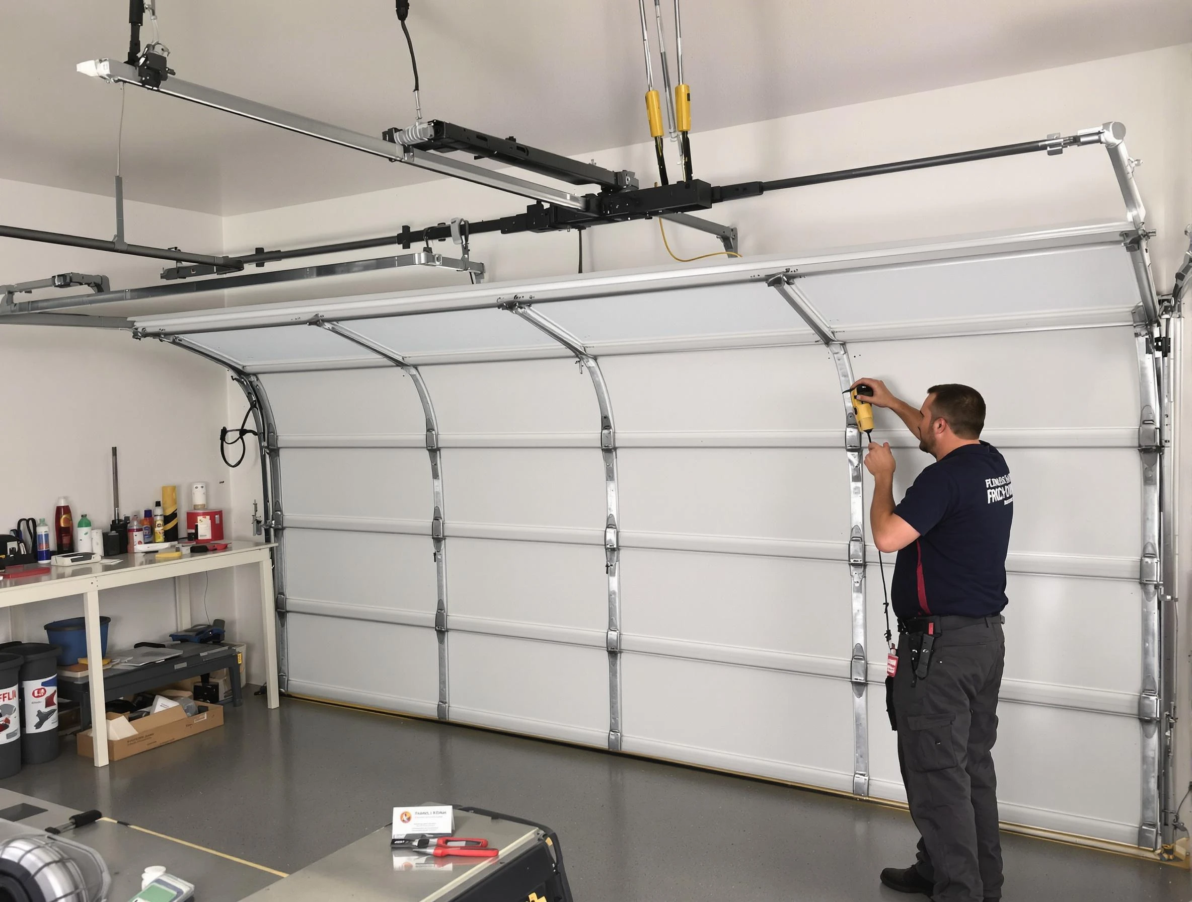 Natick Garage Door Repair certified technician performing overhead door system repair in Natick