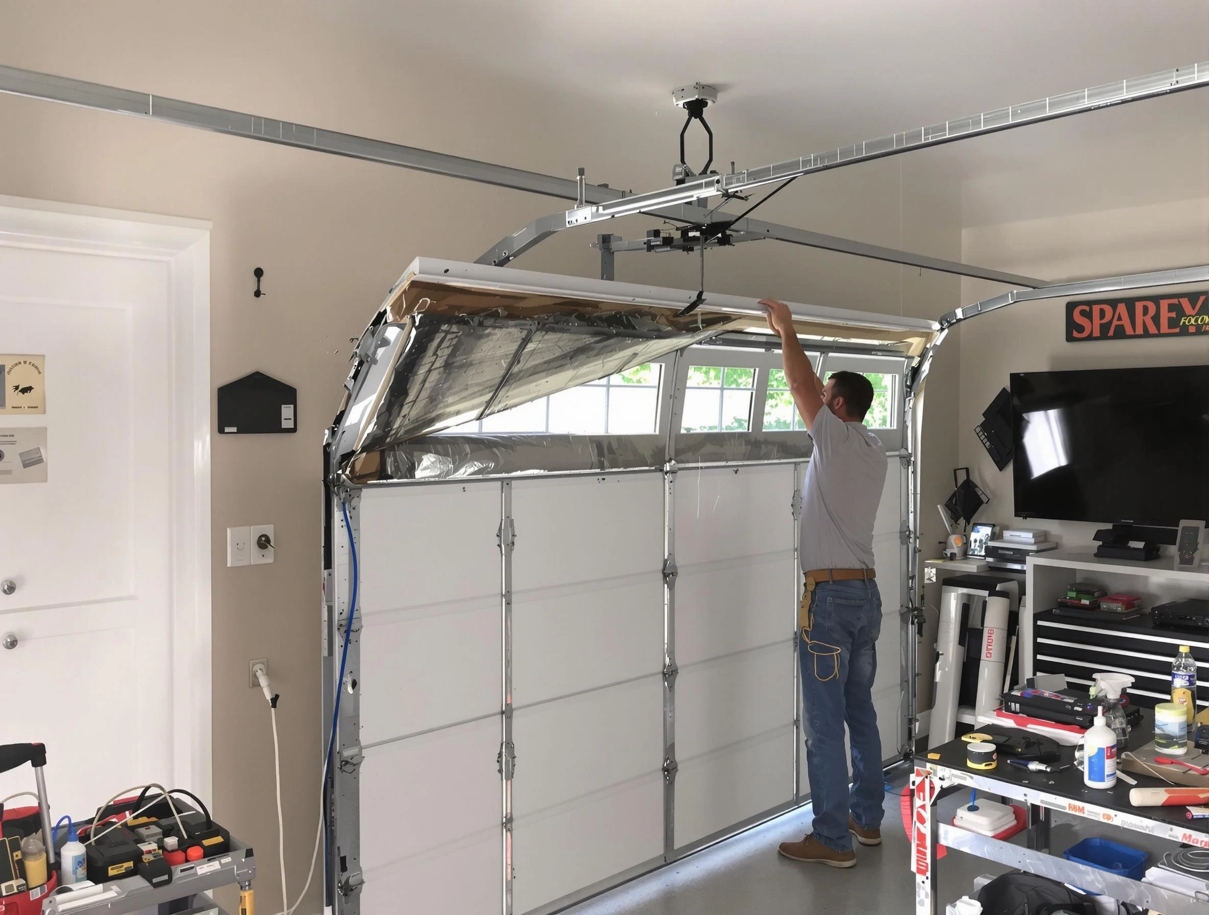 Garage door section replacement by Natick Garage Door Repair in Natick